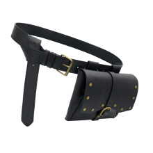Adjustable Waist Belt Bag PU Leather Costume Accessory-Black