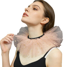 Children's Fashion Ruff Collar with Layered Mesh and- coral