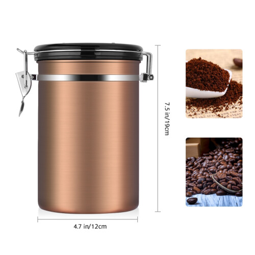 Black Stainless Steel Coffee Storage Jar