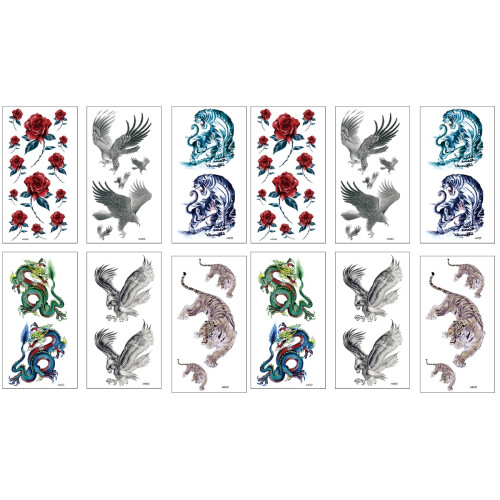 12Pcs Creative Animal Style Temporary Tattoos Stickers for Parties