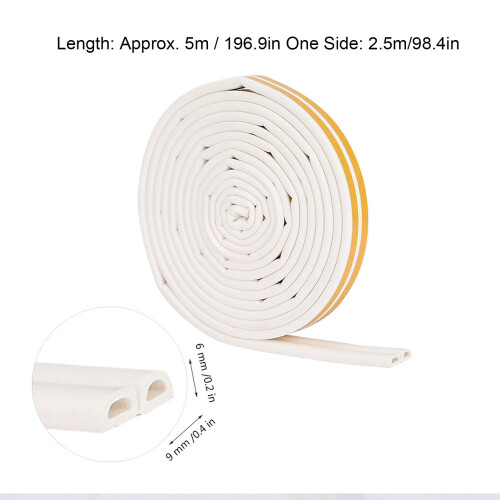 5m White 9x6mm Self-Adhesive Seal Strip