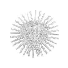 Vintage Inspired Sun Divinity Embossed Pin Brooch-Silver 1