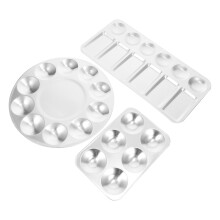 3Pcs Silver Aluminium Painting Pallet Tray Durable Color Mixing Board