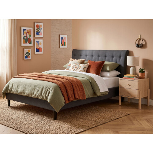 Beliani Bed Fabric SAVERNE 160 x 200 cm (EU King Size) Dark Grey 1