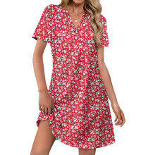 Women's dresses, casual V-neck wedding guest dresses,-Red XXXL