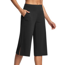 Pants for Women High Waist Wide Leg Yoga Capris with-Black M