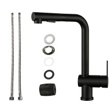 Pull Out Kitchen Sink Faucet Easily-Black Comes with two tubes