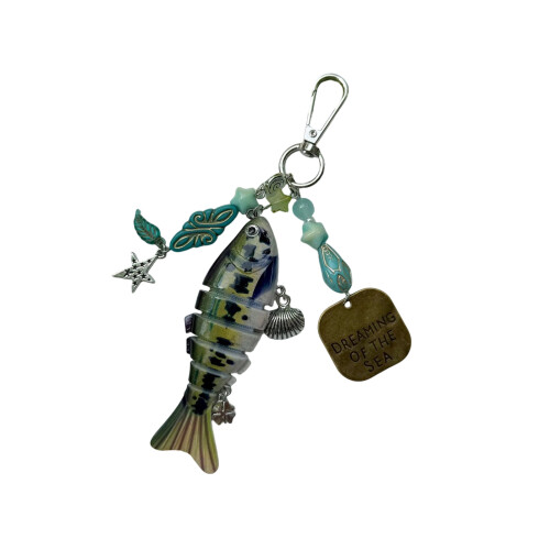 Fun Functional Fish Keychain with Decorative Star-pattern B