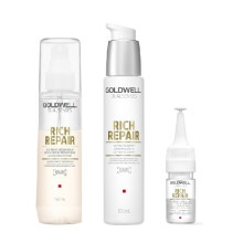Goldwell Dualsenses Rich Repair Serum Spray 150ml, 6 Effects Serum and Restoring Serum (12 x 18ml)