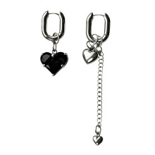 Boucles d'oreilles asymétriques Punk, bijoux en alliage,-Noir