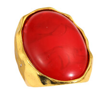 Bague artistique en forme de gouttelette d'eau rouge foncé,