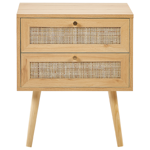 Beliani 2 Drawer Bedside Table PEROTE Rattan Light Brown 2