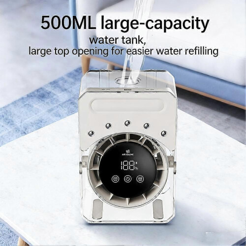 3 in 1 Mini Cold Fan Conditioner Humidifier Mist 500ml Tank USB Charging 2