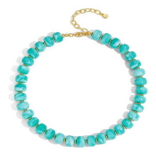Geometric Beaded Necklace Colorful Resin-turquoise blue