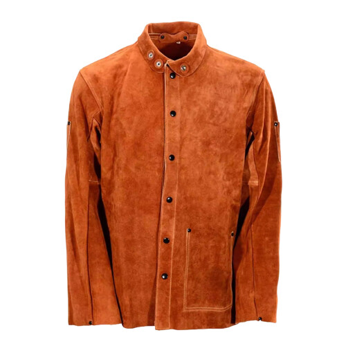 High Quality Leather Welding Jackets Coat With Flame-XL brown