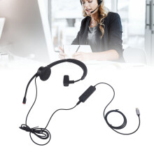 Auricular de un solo oído USB-C/USB/3,5 mm, negro, ABS
