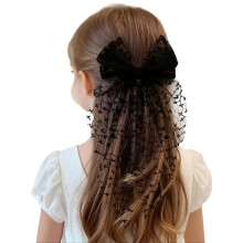 Stylish Baby Girl Hair Clip With Intricate Lace & Flowing-black