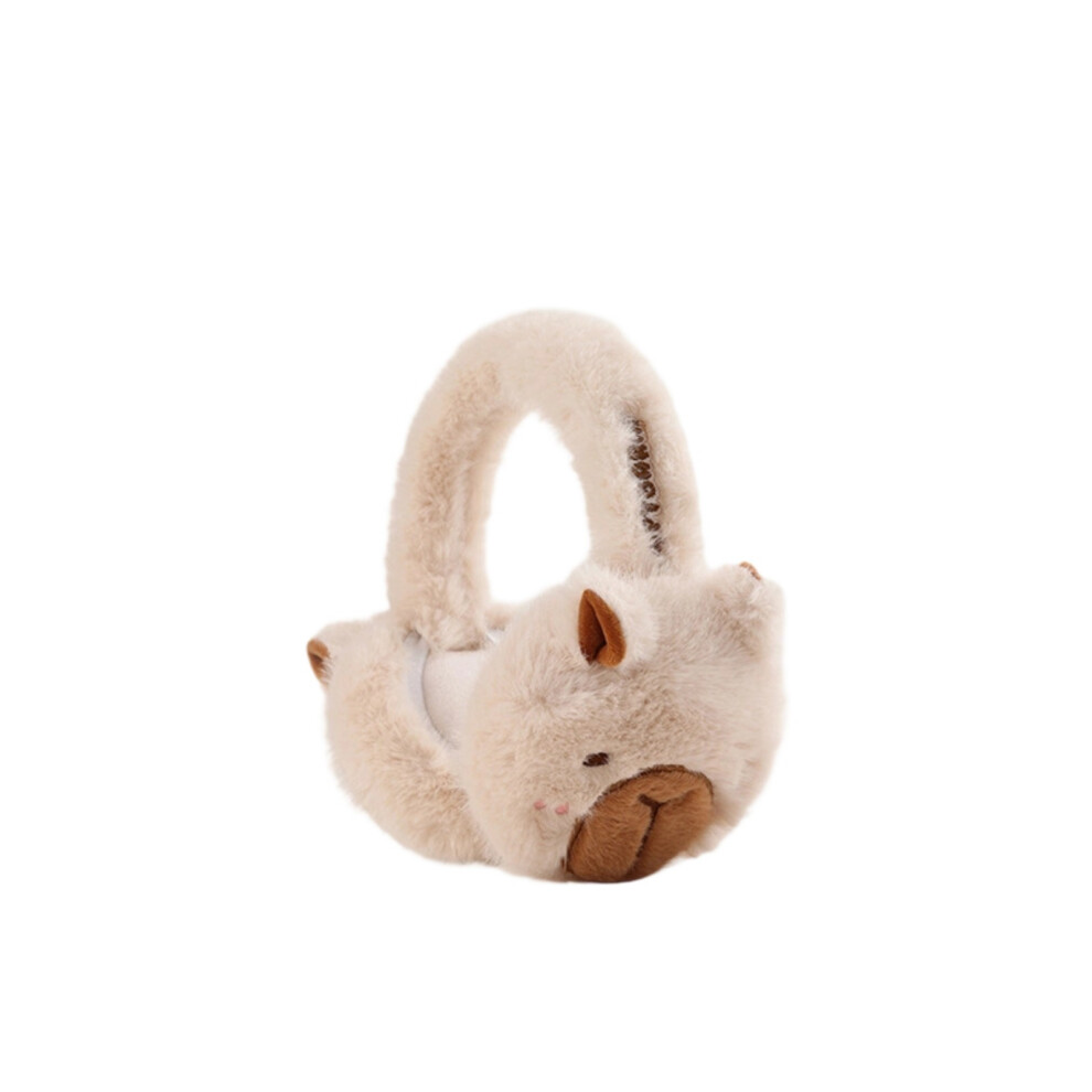 Insulated Capybara Styled Ear Warmers For Kids Adults-Beige 7627001645097