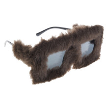 Übergroße Sonnenbrille, stilvoller pelziger Rahmen, Plüsch,-3