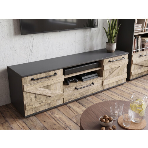 Beliani TV Stand SALTER Brown/Black 2