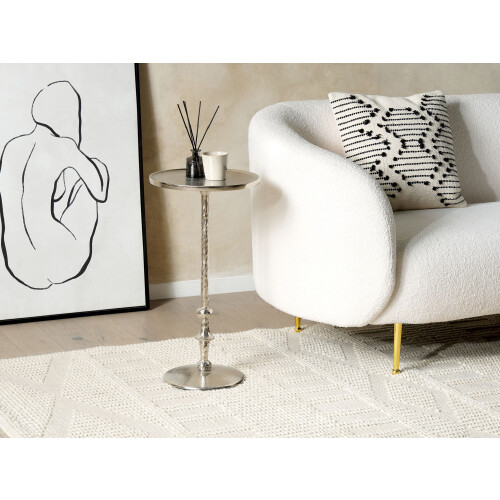 Beliani Side Table MEDA Metal Silver 1