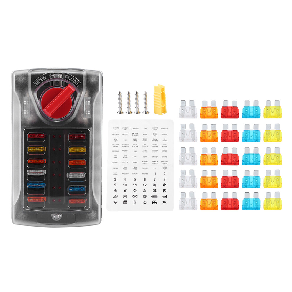 12 Circuit Fuse Box With Blown Indicator For Car 7444352758739
