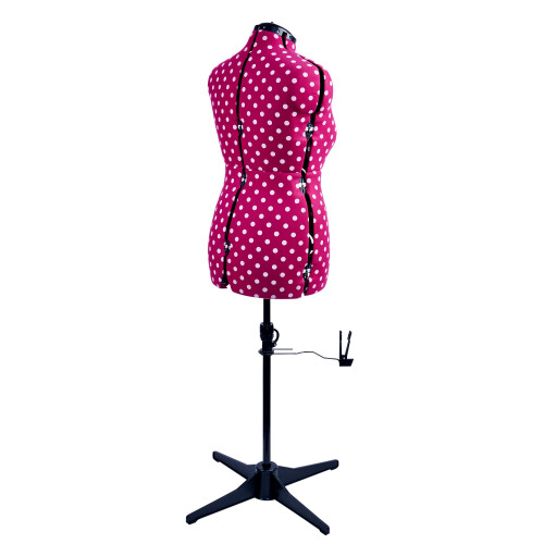 (Medium) Adjustable Dressmakers Dummy - Cerise Polka Dot. Available in 2 Sizes. 2