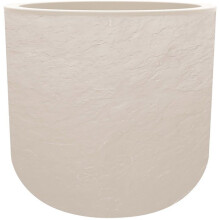 Runder Blumentopf 40 cm - EDA - Volcania Up - 32,5 L - Innen/Außen - Stein-Dekor - Ø 38,5 x H. 36,8 cm - Beige Kalkstein