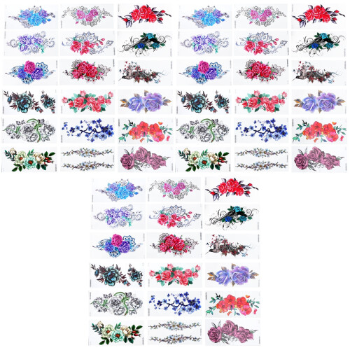 Assorted Flower Stickers Safe Skin Disposable Party Tattoos 1