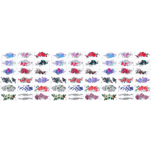 Assorted Flower Stickers Safe Skin Disposable Party Tattoos 2