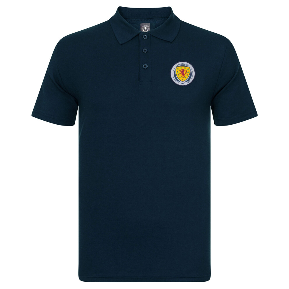 Scottish Fa Scotland Official Football Gift Mens Crest Polo Shirt Navy Medium Blue
