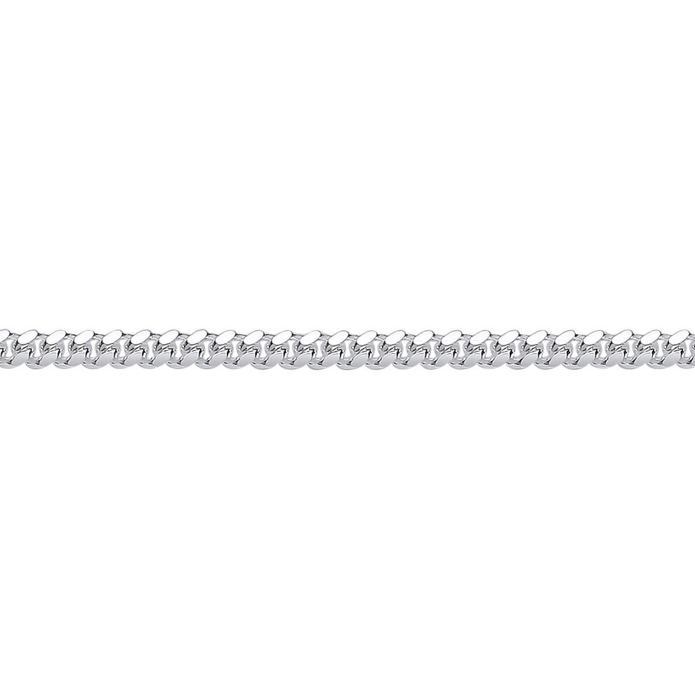 Jewelco London (24) Rhodium Plated Sterling Miami Cuban Court Curb Link Chain Necklace 3Mm - Gvch53 Silver