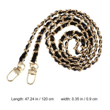 1Pc Metal Bag Replacement Chain Black PU Alloy Durable Shoulder Strap