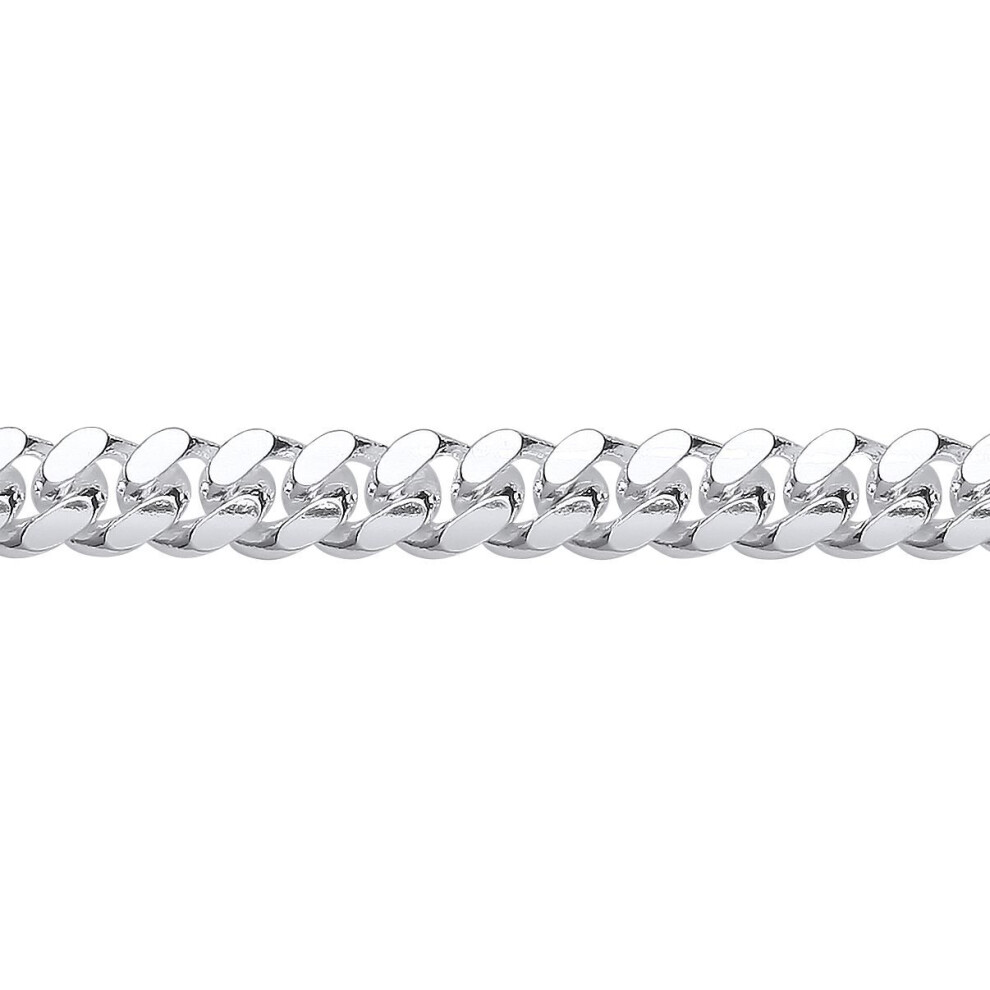 Jewelco London (24) Rhodium Plated Sterling Miami Cuban Court Curb Link Chain Necklace 8Mm - Gvch57 Silver