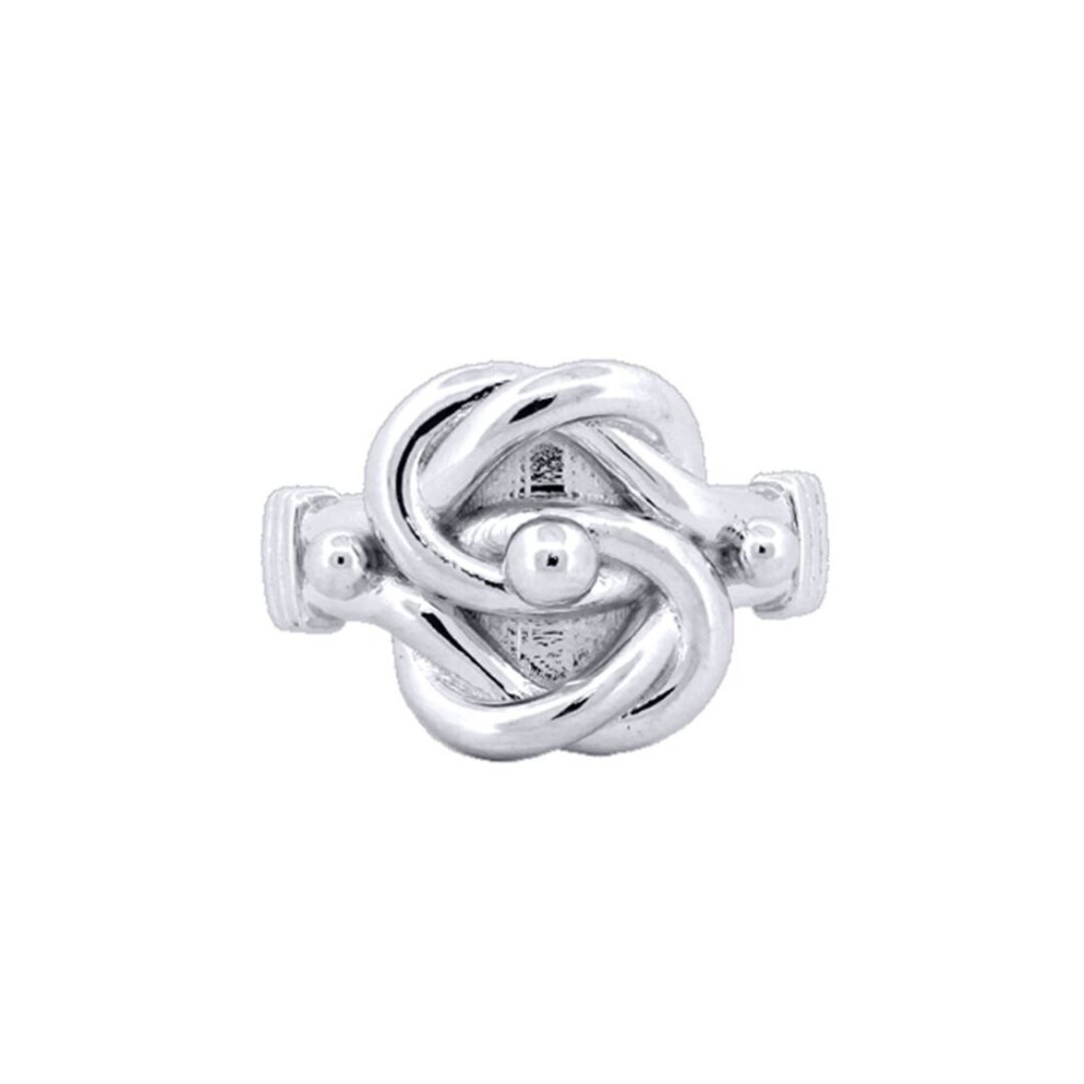 Jewelco London (Z) Rhodium Square Double Love Knot Ring - Arn160 Silver
