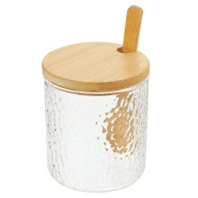 1Pot En Verre Pour Épices Sucre Couvercle Bois