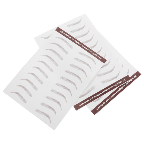 3Sheets Light Brown Eyebrow Decals Waterproof Peel Off 3D Simulation