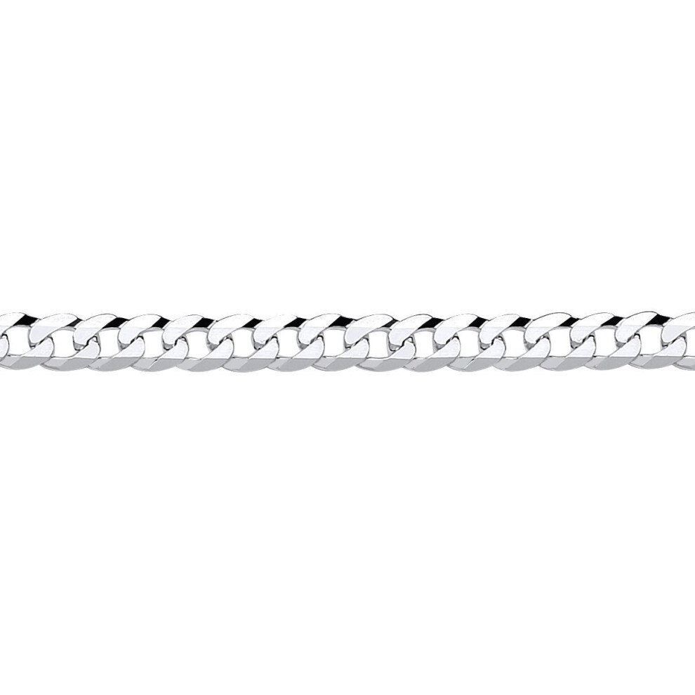 Jewelco London Mens Rhodium Plated Sterling Bevelled Ultra Flat Curb Chain Bracelet 5Mm 8.5 Inch - Gvch34-8.5 Silver