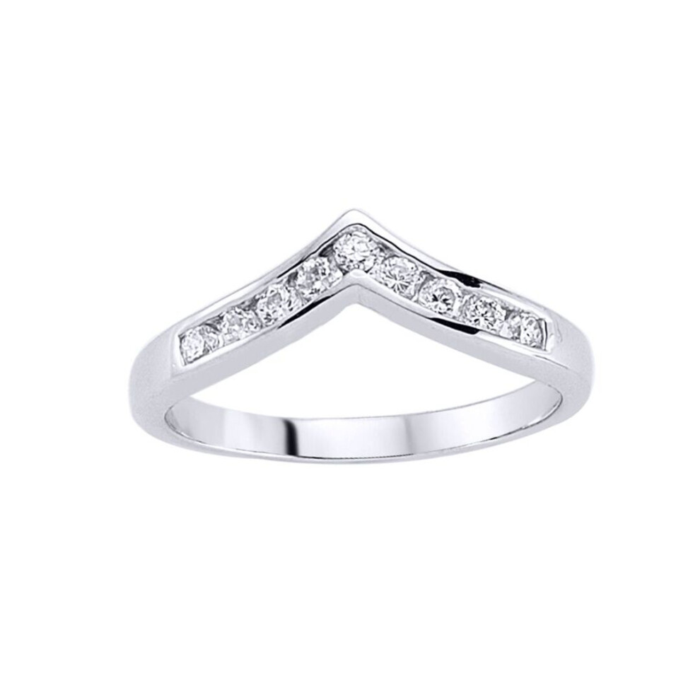 Jewelco London (R) Ladies Sterling Cubic Zirconia Channel Set Wishbone Eternity Ring - Gvr486 Silver