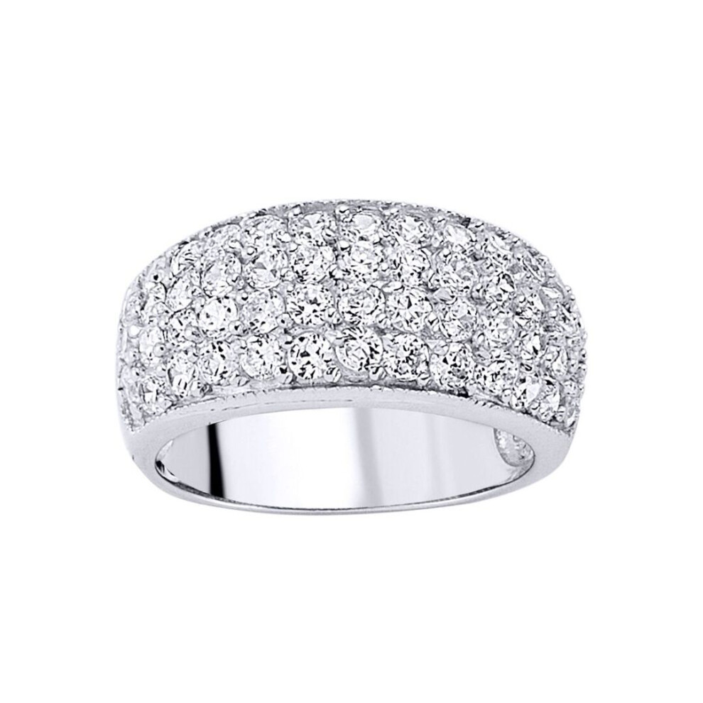 Jewelco London (Q) Ladies Sterling Cubic Zirconia Pave Bombay Eternity Ring - Gvr009 Silver