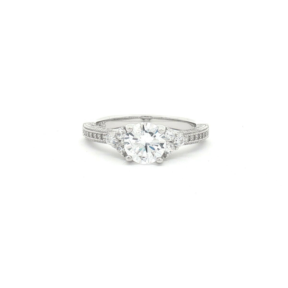 Jewelco London (O) Ladies Rhodium Plated Sterling Silver Cubic Zirconia Shoulder-Set Solitaire Engagement Ring - Arn137