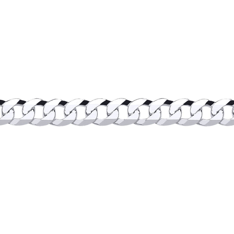 Jewelco London Mens Rhodium Plated Sterling Bevelled Ultra Flat Curb Chain Bracelet 7Mm 8.5 Inch - Gvch36-8.5 Silver