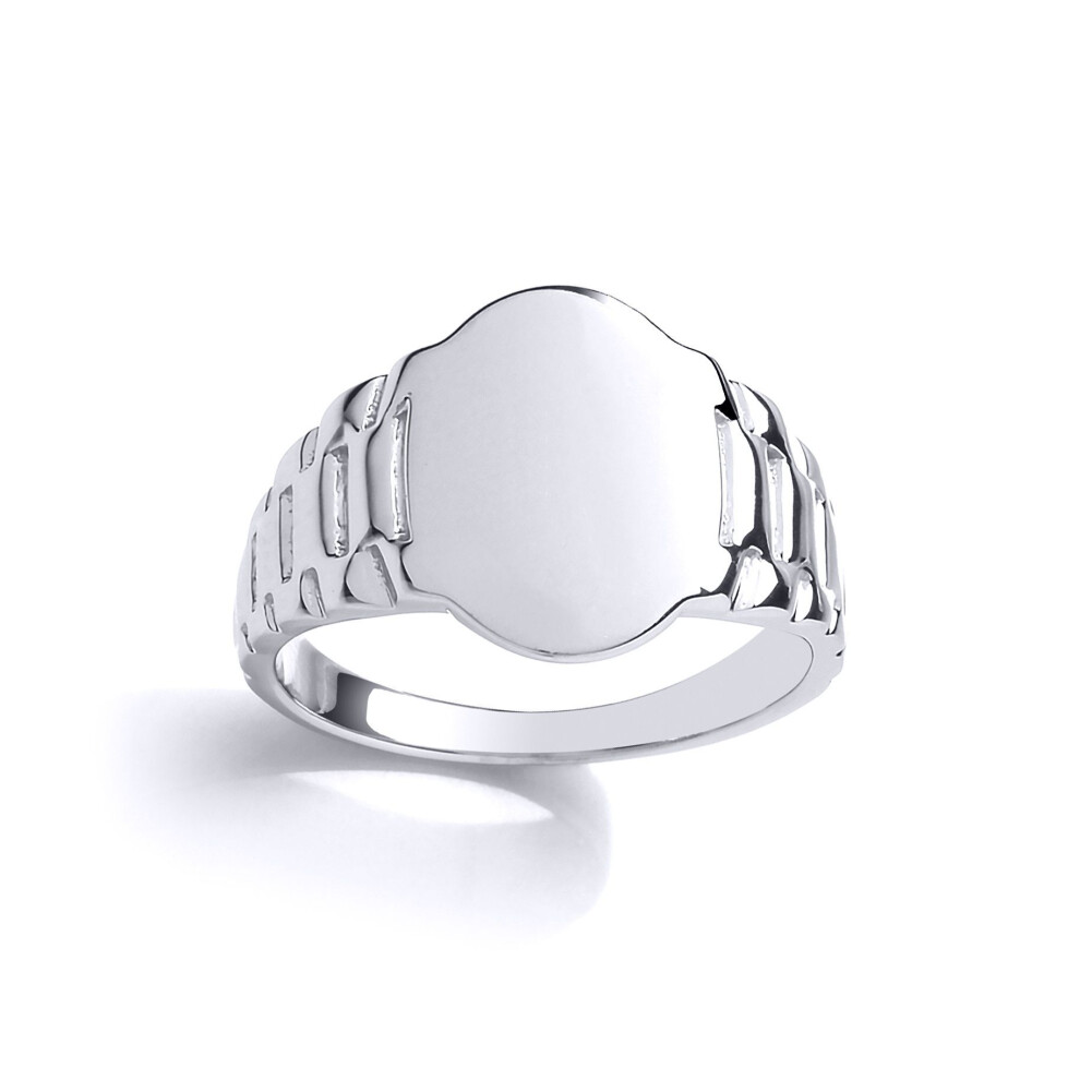 Jewelco London (G) Kids Sterling Watch Strap Oval Signet Ring - Gvr24k Silver