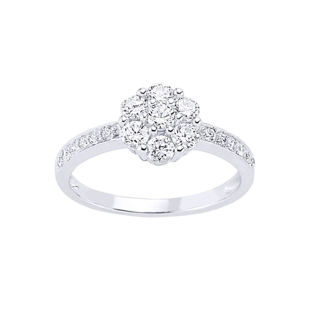 Jewelco London (P) Ladies Sterling Cubic Zirconia Cluster Engagement Ring - Gvr459 Silver