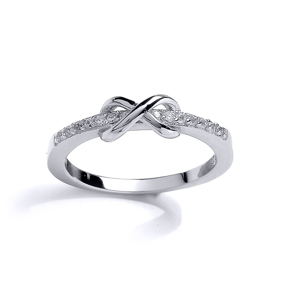 Jewelco London (D) Girls Sterling Cubic Zirconia Kiss Crossover Infinity Eternity Ring - Gvr14k Silver