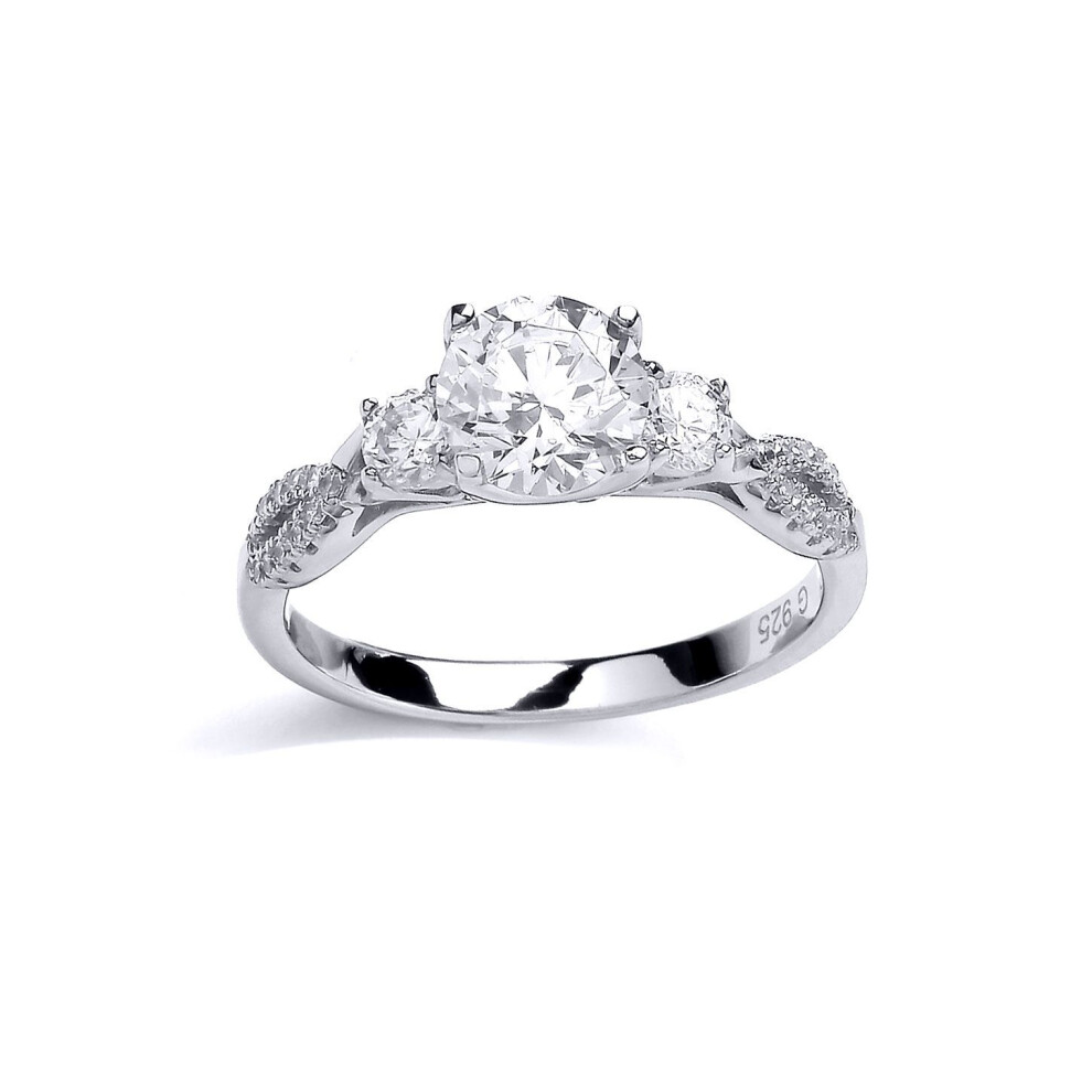 Jewelco London (M) Ladies Sterling Cubic Zirconia Solitaire Engagement Ring - Gvr576 Silver