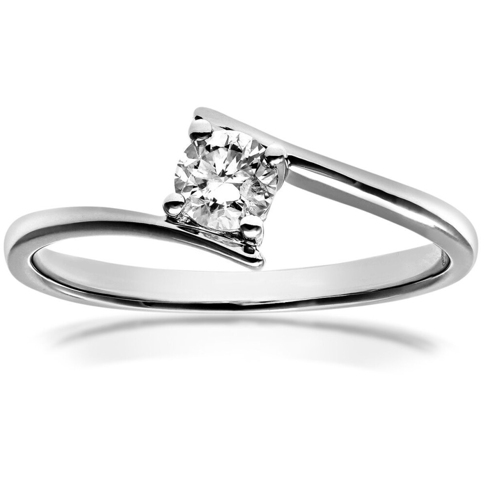 Jewelco London (N) 18Ct White Gold Round 1/4Ct Diamond Crossover Solitaire Engagement Ring - Pr0axl915918kw White,Gold