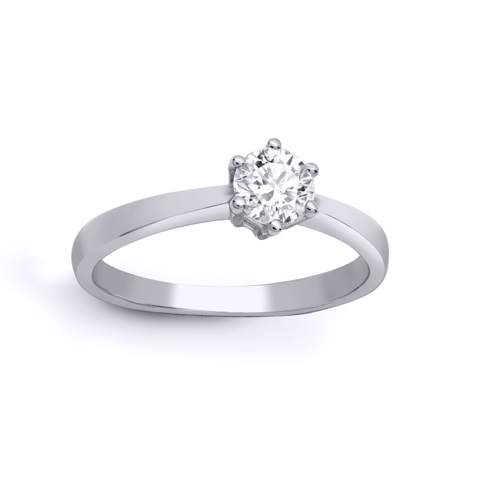 Jewelco London (P) Ladies Solid 18Ct White Gold 6 Claw Set Round G Si1 1Ct Diamond Solitaire Engagement Ring 8Mm - 18R311-100 White,Gold