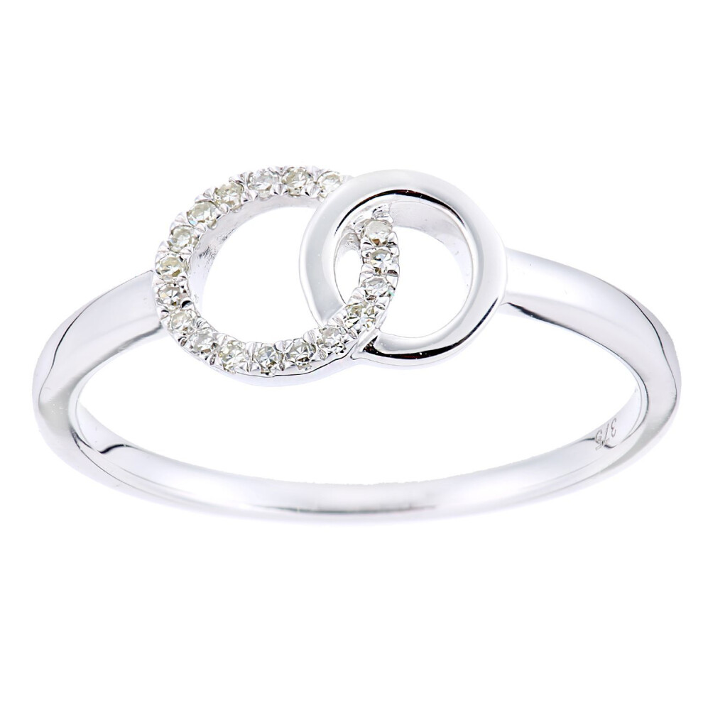 Jewelco London (J) 9Ct White Gold Round 5Pts Diamond Interlocked Dress Ring - Pr2axl0437w White,Gold
