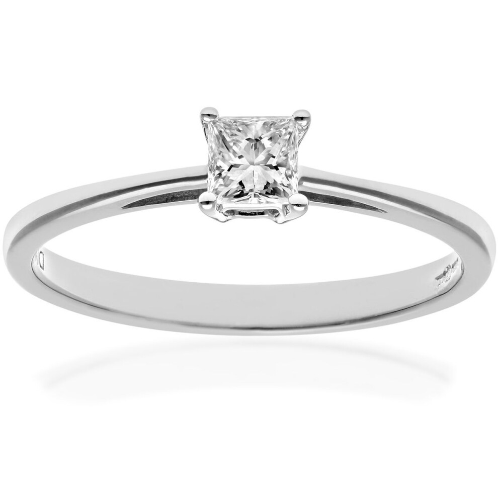 Jewelco London (P) Platinum Princess 1/4Ct Diamond 4 Claw Solitaire Engagement Ring 4Mm - Pr0axl9543ptjpk Silver